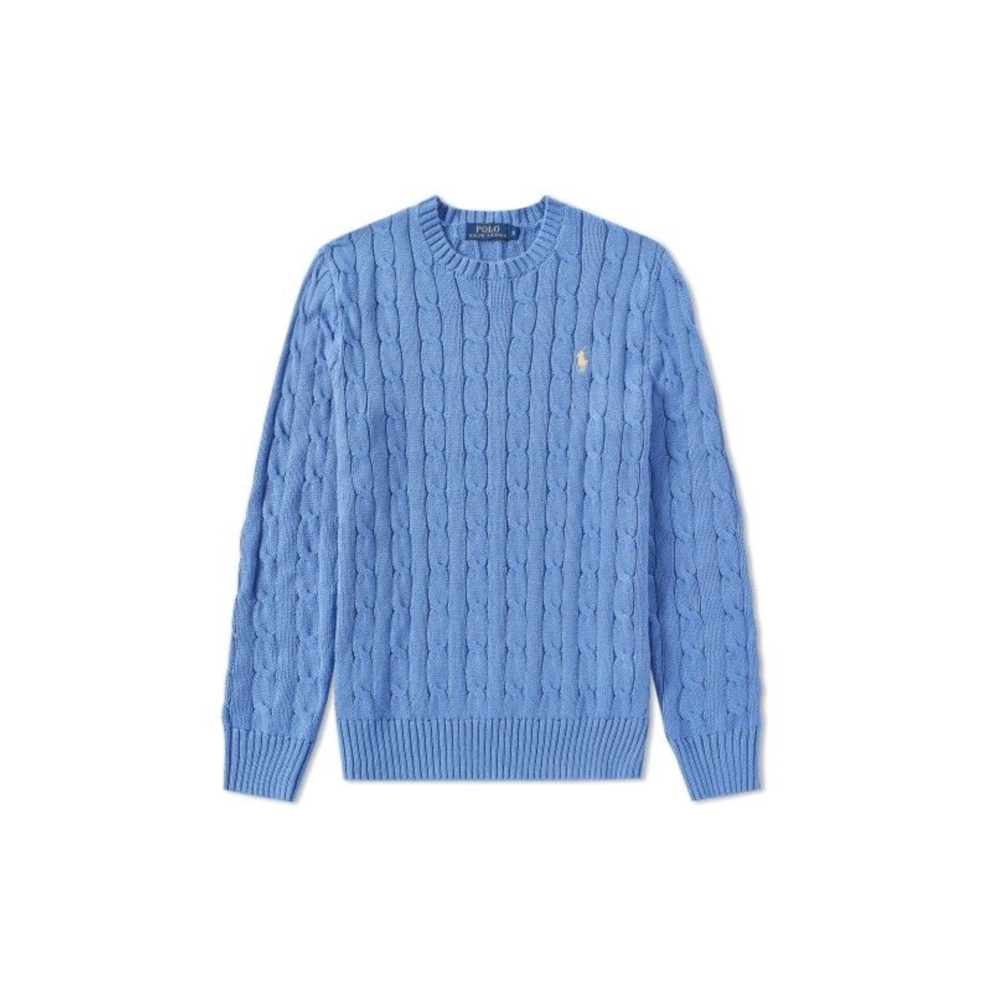 BLUE CABLE KNIT COTTON SWEATER ᵛᵉⁿᵈᵒʳ